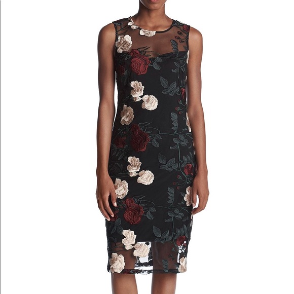 calvin klein floral embroidered dress